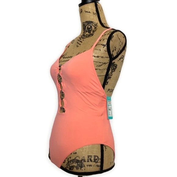Seafolly Ring Front Maillot One Piece in Peach 6 - Picture 4 of 10